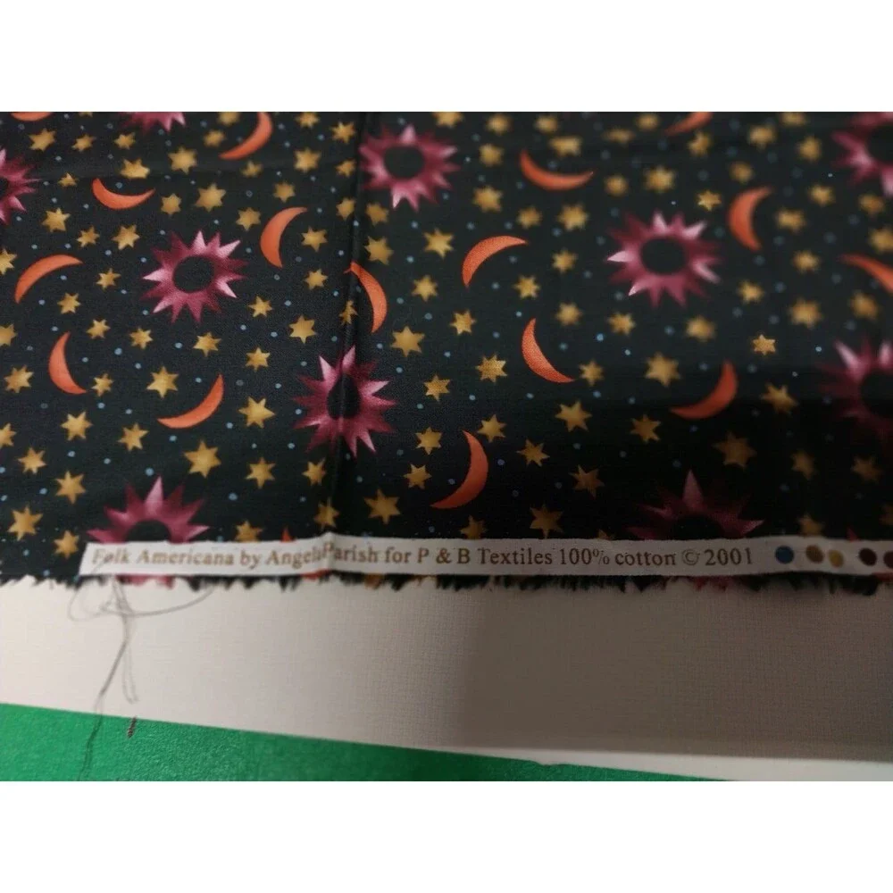 1/2 Yard X22 Folk Americana By Anglea Parrish  P & B Textiles Stars Moon Fabric